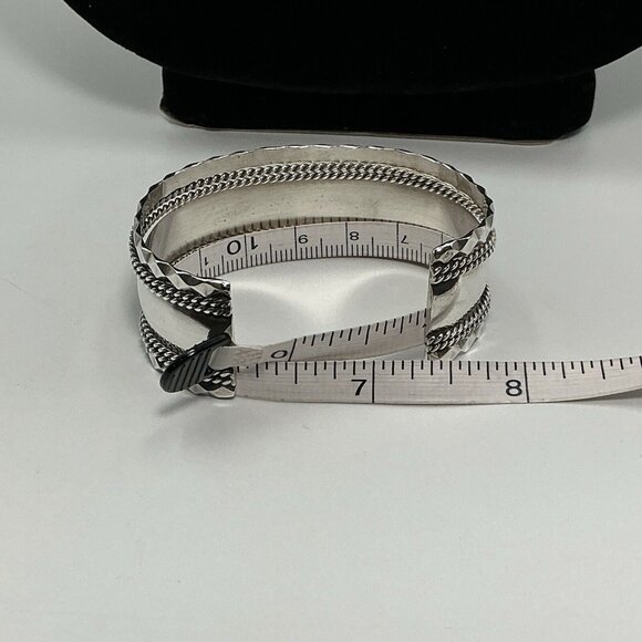 Tahe Sterling Silver Cuff Bracelet 33 Gms Size 6.5 - Picture 7 of 12